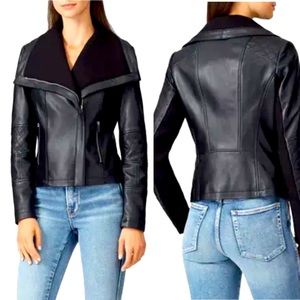 Slate & Willow Black Leather Moto Jacket -  Short Black Leather jacket - XS